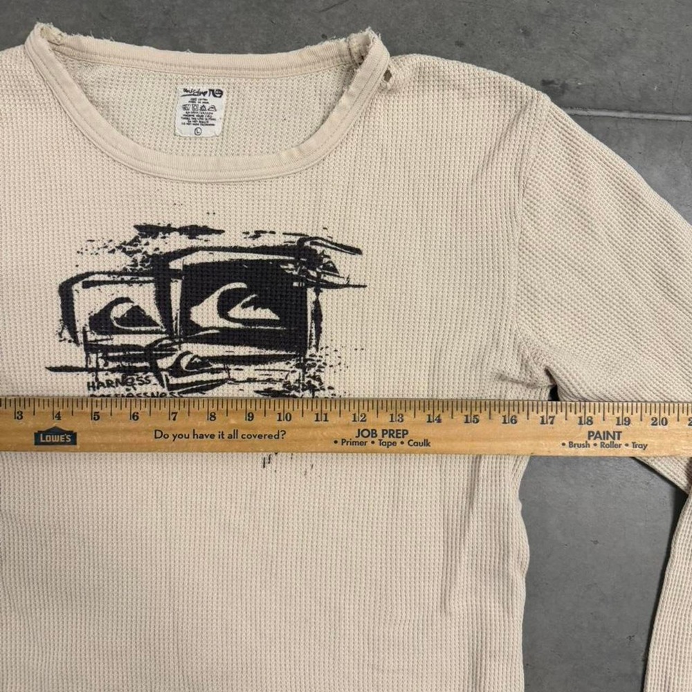 Crazy Vintage 2000's Distressed QuikSilver Surf Thermal Long Sleeve - Picture 7 of 8